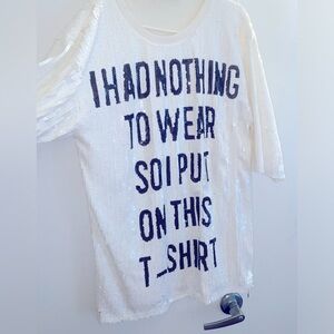 White Sequin Moschino Inspired Oversized Mini Dress